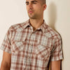 Ariat Mens Retro Hilliard Fitted Snap Shirt Light Brown Plaid - 10071595
