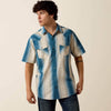 Ariat Mens Retro Hyland Fitted Snap Shirt Colonial Blue Stripe - 10073573