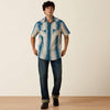 Ariat Mens Retro Hyland Fitted Snap Shirt Colonial Blue Stripe - 10073573