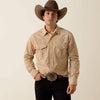 Ariat Mens Retro Hyman Fitted Snap Shirt Taupe Grey Stripe - 10073581