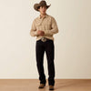Ariat Mens Retro Hyman Fitted Snap Shirt Taupe Grey Stripe - 10073581