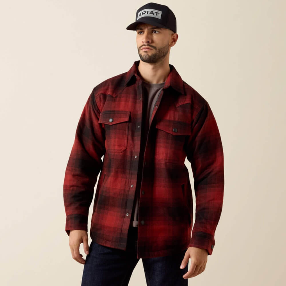Ariat Mens Retro Shirt Jacket Biking Red Buffalo Plaid - 10079575