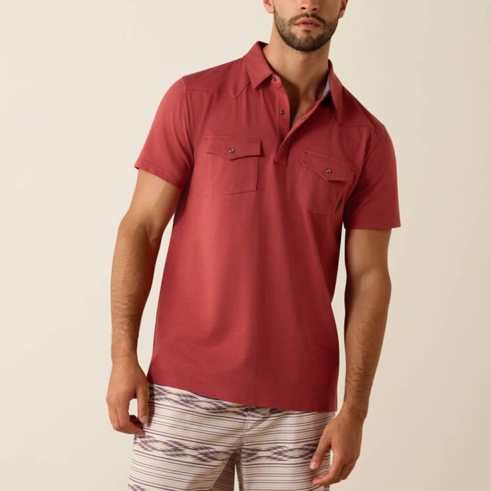 Ariat Mens Retro Western Snap Polo Shirt Cowhide - 10071408