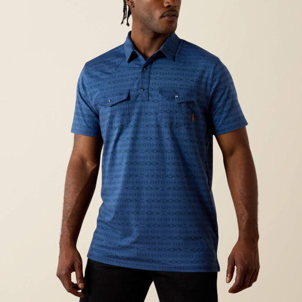 Ariat Mens Retro Western Snap Polo Shirt Dark Denim - 10071407