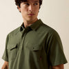 Ariat Mens Retro Western Snap Polo Shirt Four Leaf Clover - 10073502