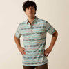Ariat Mens Retro Western Snap Polo Shirt Moonbeam - 10073501