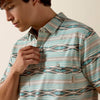 Ariat Mens Retro Western Snap Polo Shirt Moonbeam - 10073501