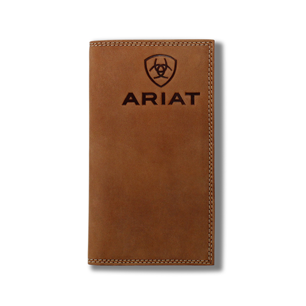 Cartera De Piel Auténtica Ariat Para Hombre - Estilo Rodeo Con Concho De Diamantes | Color Marrón