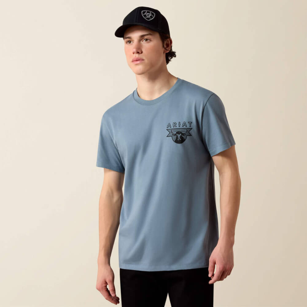 Ariat Mens Rope And Ride T-Shirt Light Denim - 10080588