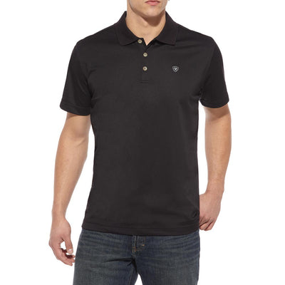 Ariat Mens Short Sleeve Tek Polo Shirt Black - 10009062