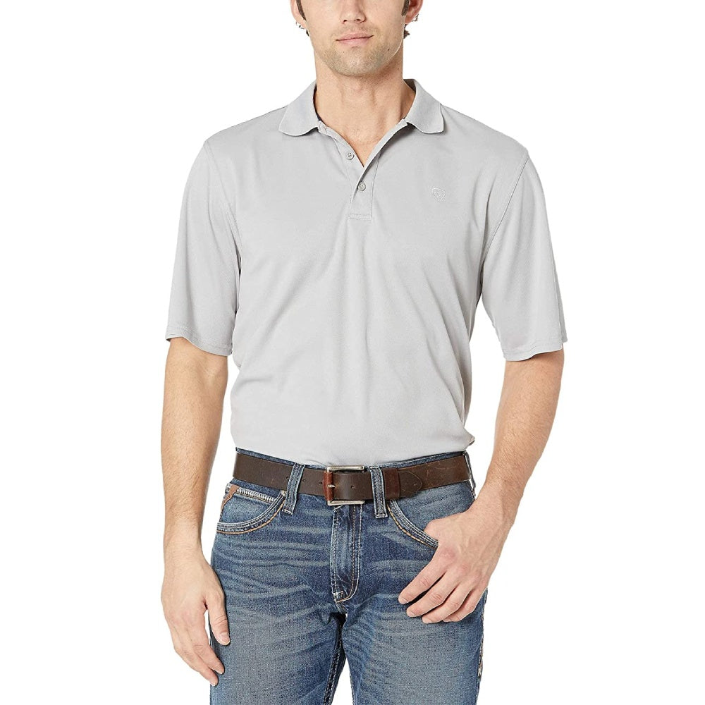 Ariat Mens Short Sleeve Tek Polo Shirt Grey - 10022001