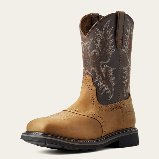 Ariat Mens Sierra Wide Square Toe Work Boots In Aged Bark