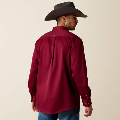 Ariat Mens Solid Twill Classic Fit Shirt Burgundy - 10012635