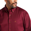 Ariat Mens Solid Twill Classic Fit Shirt Burgundy - 10012635