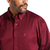 Ariat Mens Solid Twill Classic Fit Shirt Burgundy - 10012635