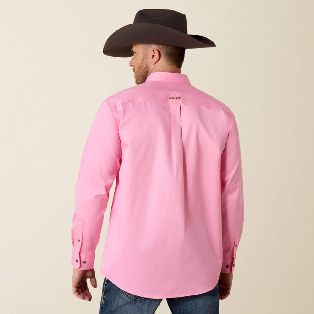 Ariat Mens Solid Twill Classic Fit Shirt Pink - 10016692