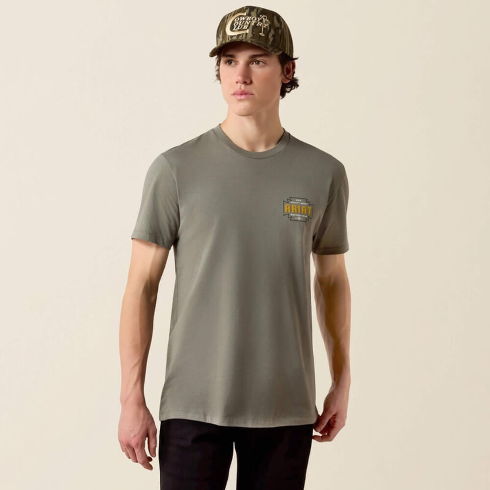 Ariat Mens Southwest Cross Badge T-Shirt Castor Grey - 10080732