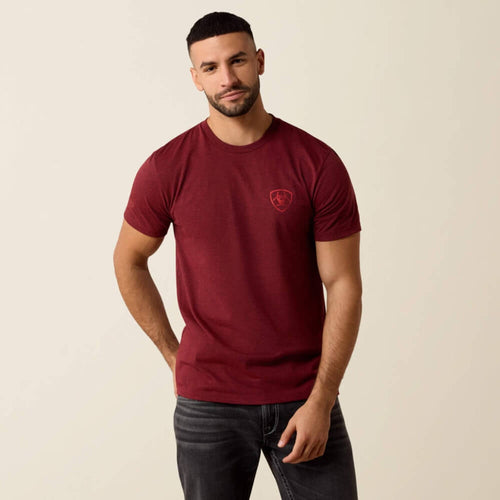 Ariat Mens Southwest Stamper T-Shirt Crimson Black Heather - 10079657