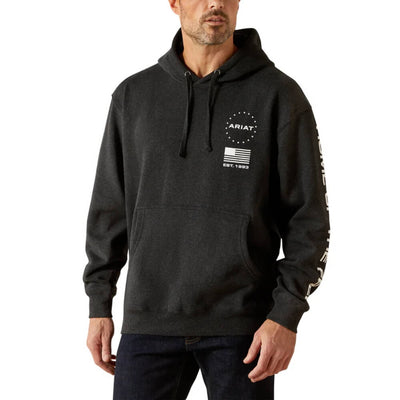 Ariat Mens Sponsor Patriot Hoodie Charcoal Heather - 10062496