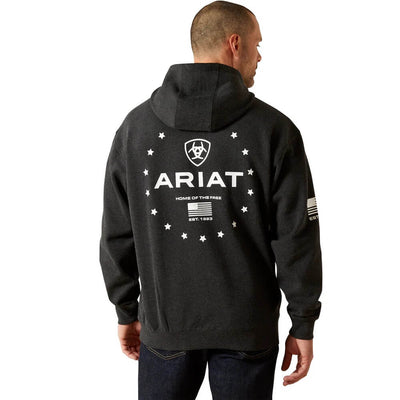Ariat Mens Sponsor Patriot Hoodie Charcoal Heather - 10062496
