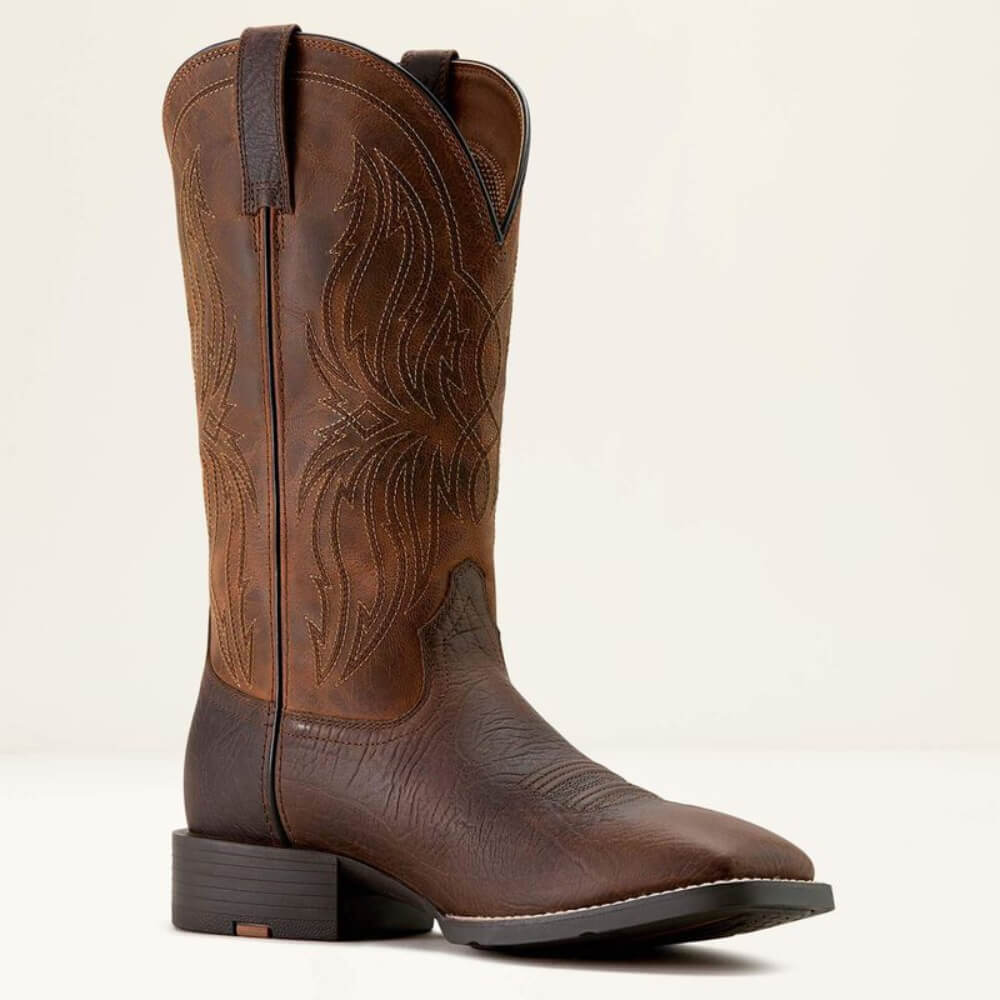 Ariat Mens Sport Rustler Wide Square Toe Cowboy Boots Rich Oak - 10063985