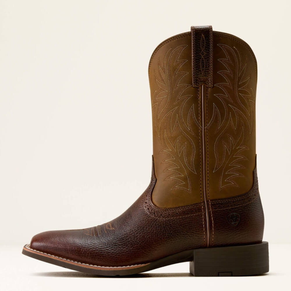 Ariat Mens Sport Wide Square Toe Boots In Fiddle Brown