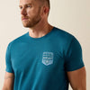 Ariat Mens Stripe Patriotic Badge T-Shirt Monaco Blue - 10073965