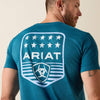 Ariat Mens Stripe Patriotic Badge T-Shirt Monaco Blue - 10073965