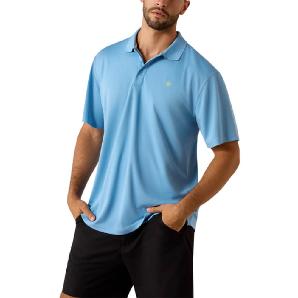 Ariat Mens TEK Polo Shirt Blissful Blue - 10071394