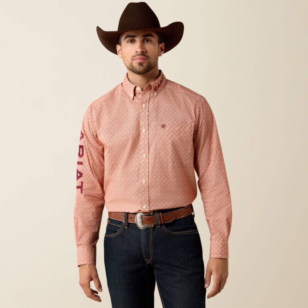 Ariat Mens Team Dixon Classic Fit Shirt Ketchup/Fudge - 10079372