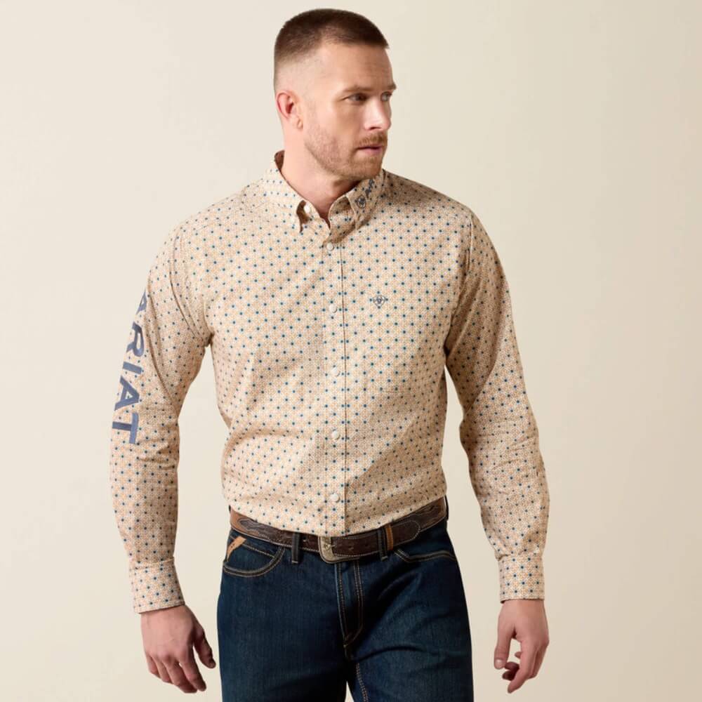 Ariat Mens Team Dusty Classic Fit Shirt Gold/Blue Nights - 10079618