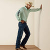 Ariat Mens Team Logo Lightweight Twill Classic Fit Shirt Dusty Aqua/Navy - 10073665