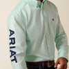 Ariat Mens Team Logo Lightweight Twill Classic Fit Shirt Dusty Aqua/Navy - 10073665