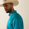Ariat Mens Team Logo Lightweight Twill Classic Fit Shirt Peacock Blue/White - 10073664