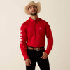 Ariat Mens Team Logo Lightweight Twill Fitted Shirt Tango Red - 10073653