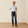 Ariat Mens Team Logo Lightweight Twill Fitted Shirt White/Blue - 10073652