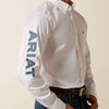 Ariat Mens Team Logo Lightweight Twill Fitted Shirt White/Blue - 10073652