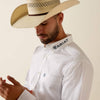 Ariat Mens Team Logo Lightweight Twill Fitted Shirt White/Blue - 10073652