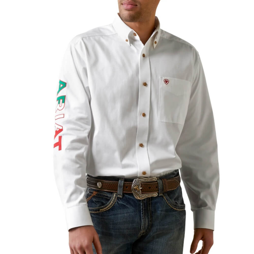 Ariat M/Ns Pro Team Wilder Clssc LS – Camicia Uomo Bianca, Tecnica E Traspirante