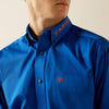 Ariat Mens Team Logo Twill Classic Fit Shirt Blue/Orange - 10059136