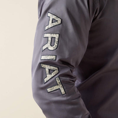 Ariat Mens Team Logo Twill Classic Fit Shirt Grey/White - 10059135