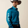 Ariat Mens Team Logo Twill Classic Fit Shirt Lyons Blue/Mint - 10079357