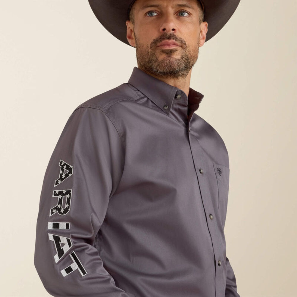 Ariat Mens Team Logo Twill Classic Fit Shirt Quiet Shade - 10037479
