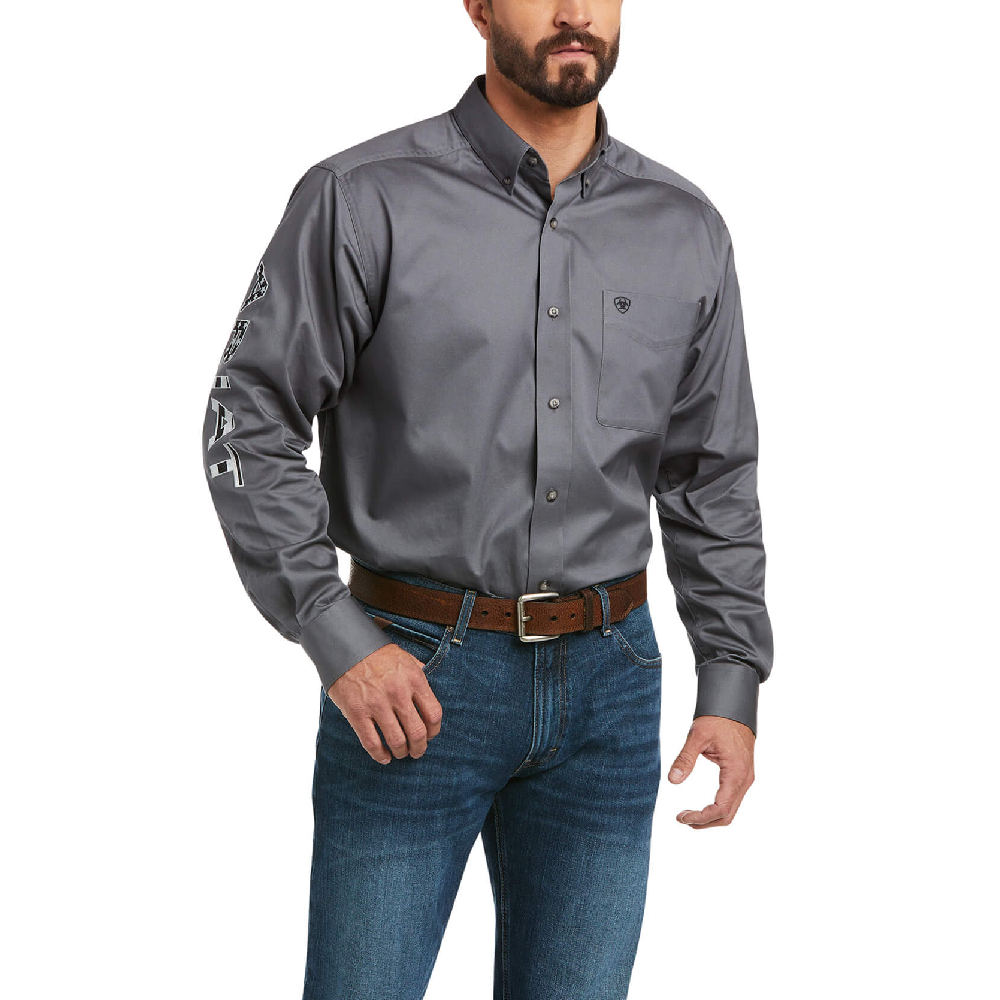 Ariat Mens Team Logo Twill Classic Fit Shirt Quiet Shade - 10037479