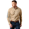 Ariat Mens Team Logo Twill Classic Fit Shirt Savannah Tan - 10079478