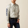 Ariat Mens Team Logo Twill Classic Fit Shirt Silver/Navy - 10059133