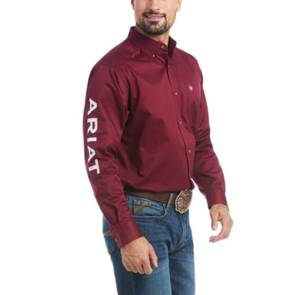 Ariat Mens Team Logo Twill Classic Shirt Burgundy - 10027995