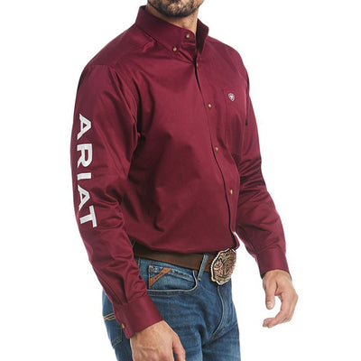 Ariat Mens Team Logo Twill Classic Shirt Burgundy - 10027995