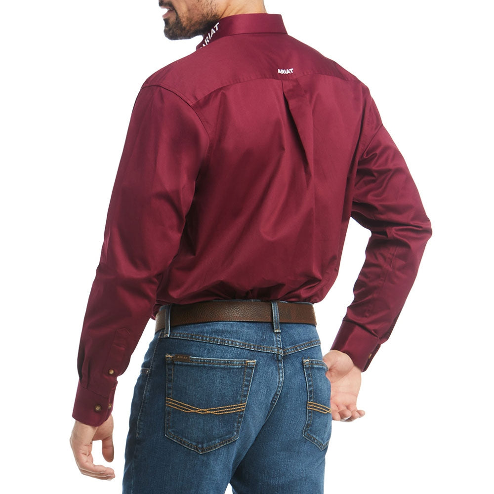 Ariat Mens Team Logo Twill Classic Shirt Burgundy - 10027995