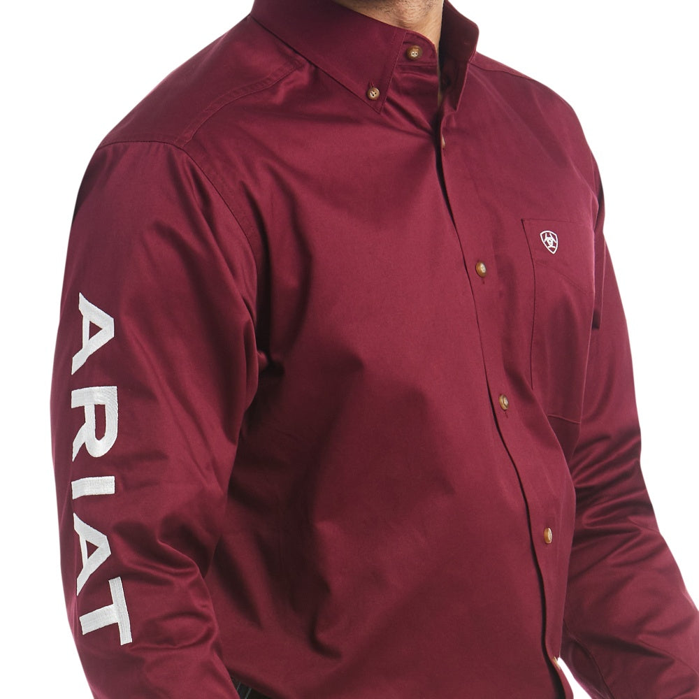 Ariat Mens Team Logo Twill Classic Shirt Burgundy - 10027995
